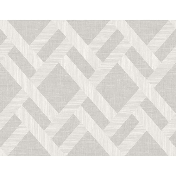Seabrook Designs 60.75 sq. ft. Pavestone Linen Trellis Embossed Vinyl Un-Pasted Wallpaper Roll