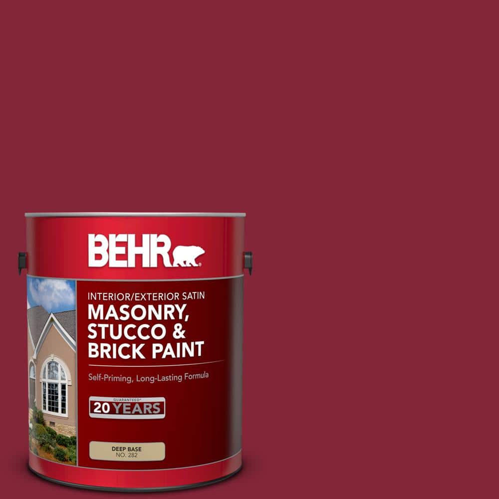 BEHR 1 gal. #M140-7 Dark Crimson Satin Interior/Exterior Masonry, Stucco and Brick Paint 28201 - Home Depot