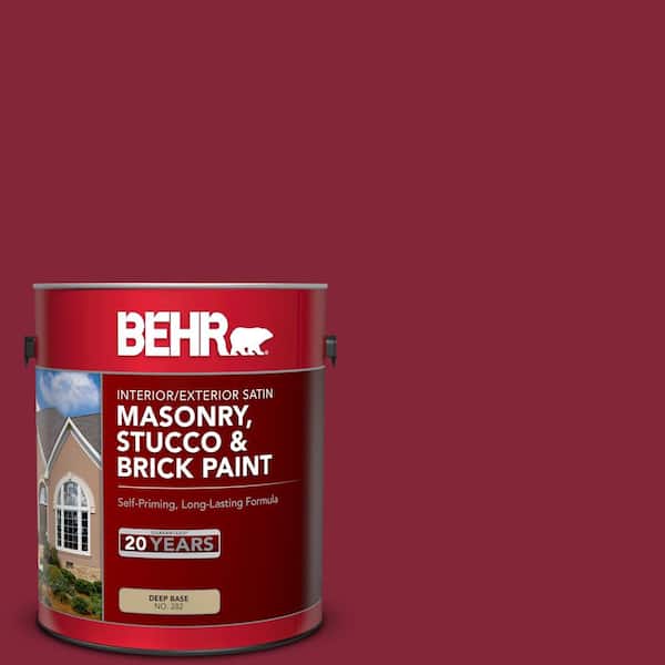 BEHR 1 gal. #M140-7 Dark Crimson Satin Interior/Exterior Masonry, Stucco and Brick Paint