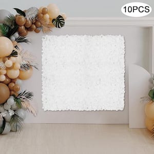 White 23 .6 in. x 15.7 in. Artificial Floral Wall Panel Silk Hydrangea Backdrop Decor 10-Pieces