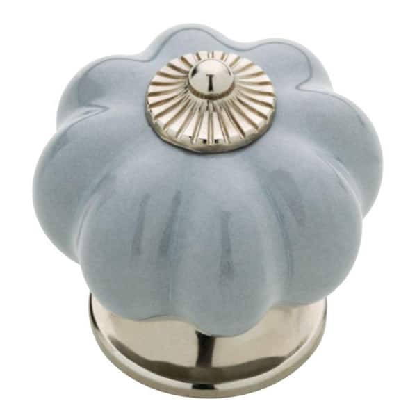 Liberty Ceramic Pumpkin 1-3/4 in. (45 mm) Gray and Chrome Round