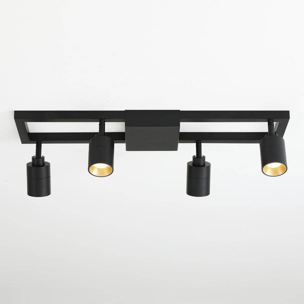 Shura Modern Black and Gold 4-Light LED Track Lighting Kit