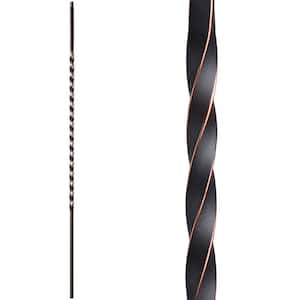 Twist and Basket 44 in. x 0.5 in. Oil Rubbed Copper Long Single Twist Hollow Wrought Iron Baluster