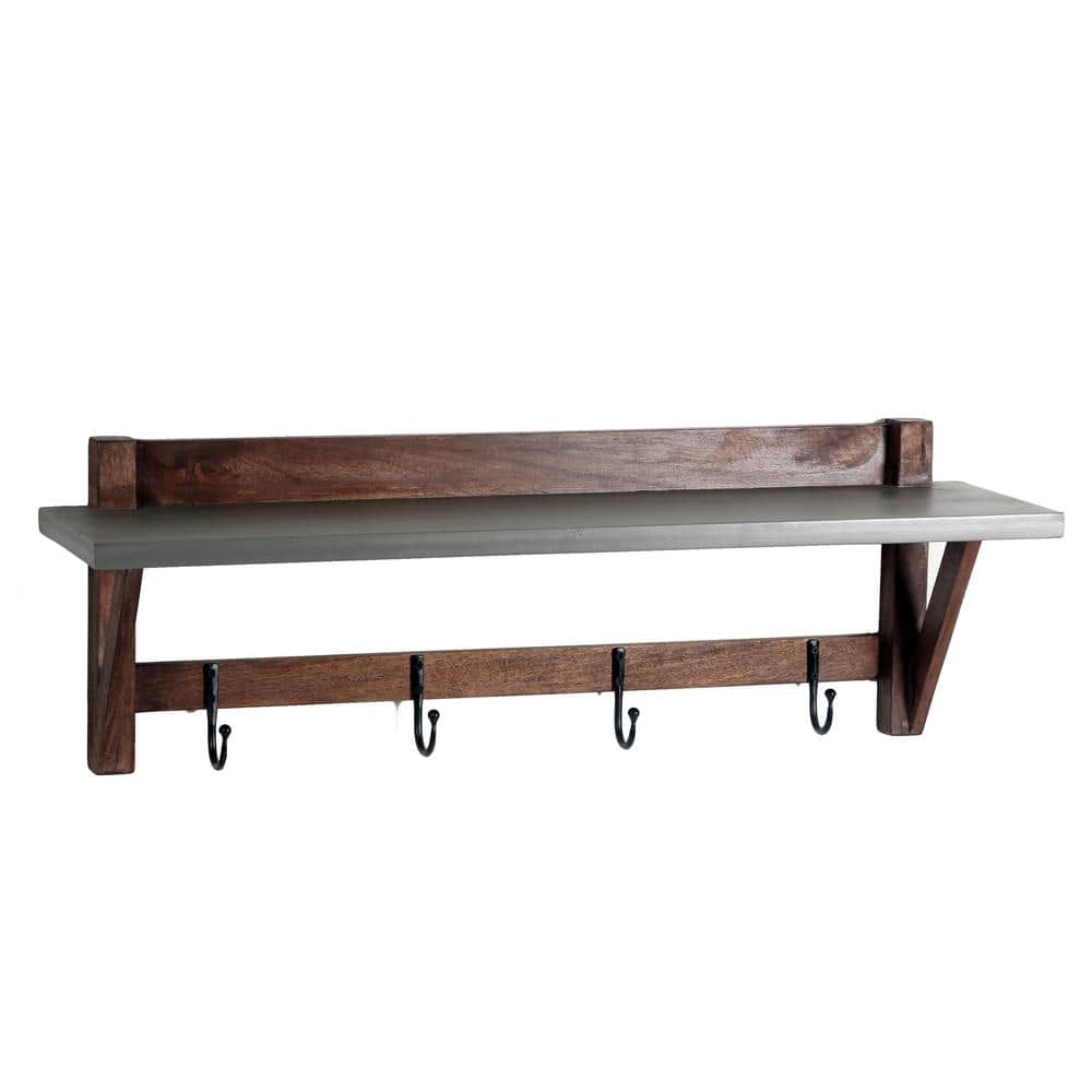 Brookside 40" Light Gray Concrete and Wood Entryway Coat Hook