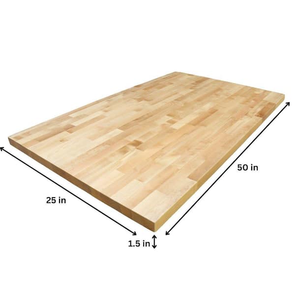 HARDWOOD REFLECTIONS - 4 ft. L x 25 in. D Unfinished Birch Solid Wood Butcher Block Countertop With Eased Edge