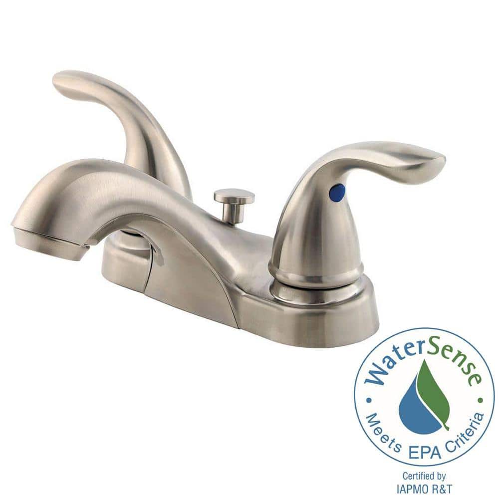 Brushed Nickel 2-Handle 4" Centerset Bathroom Faucet