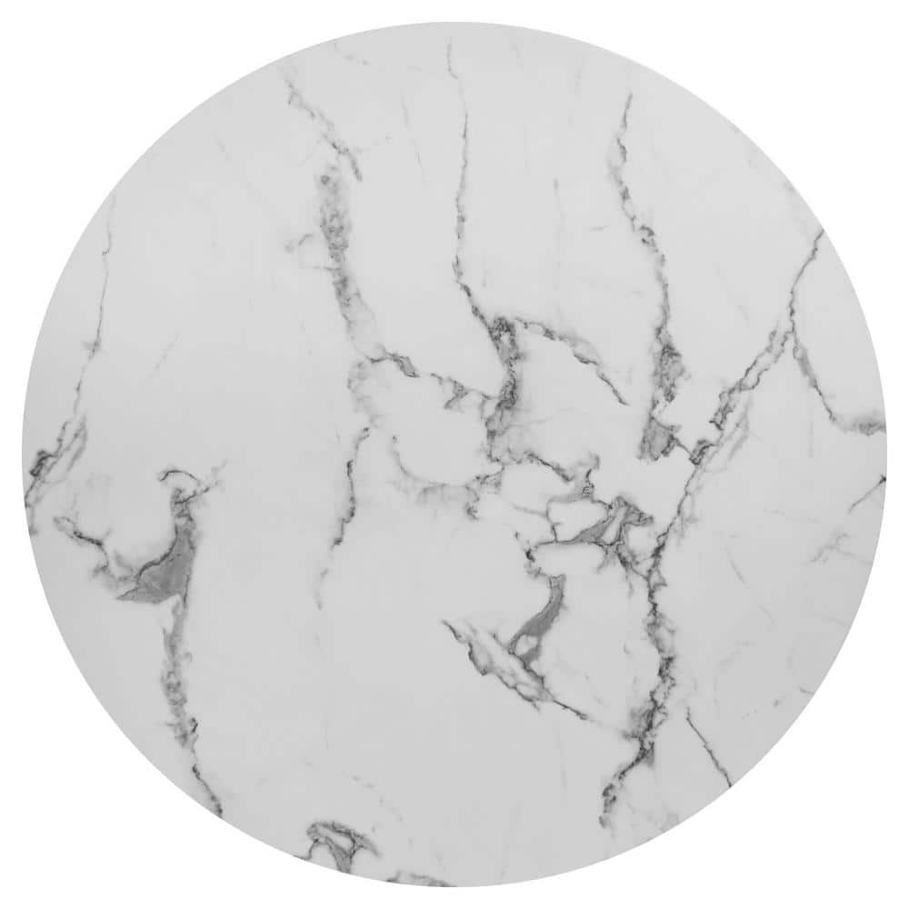 White Round Marble Dining Table with Gold Steel Base