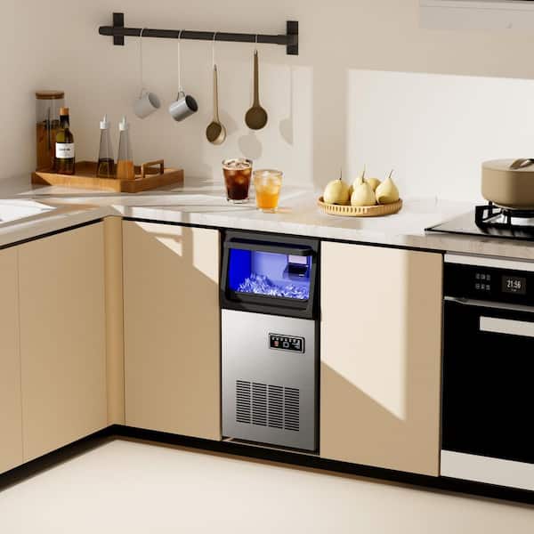 AMADVI 14 in. 80 lb. Commercial Freestanding /Built-In Nugget Ice