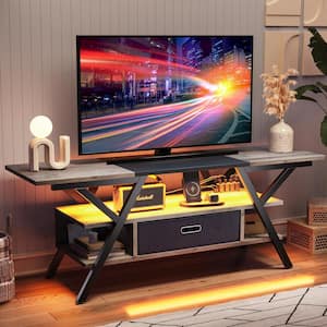 55 in. Wash Grey LED TV Stand with Drawer and Power Outlets for TVs Up to 65 in. Entertainment Center