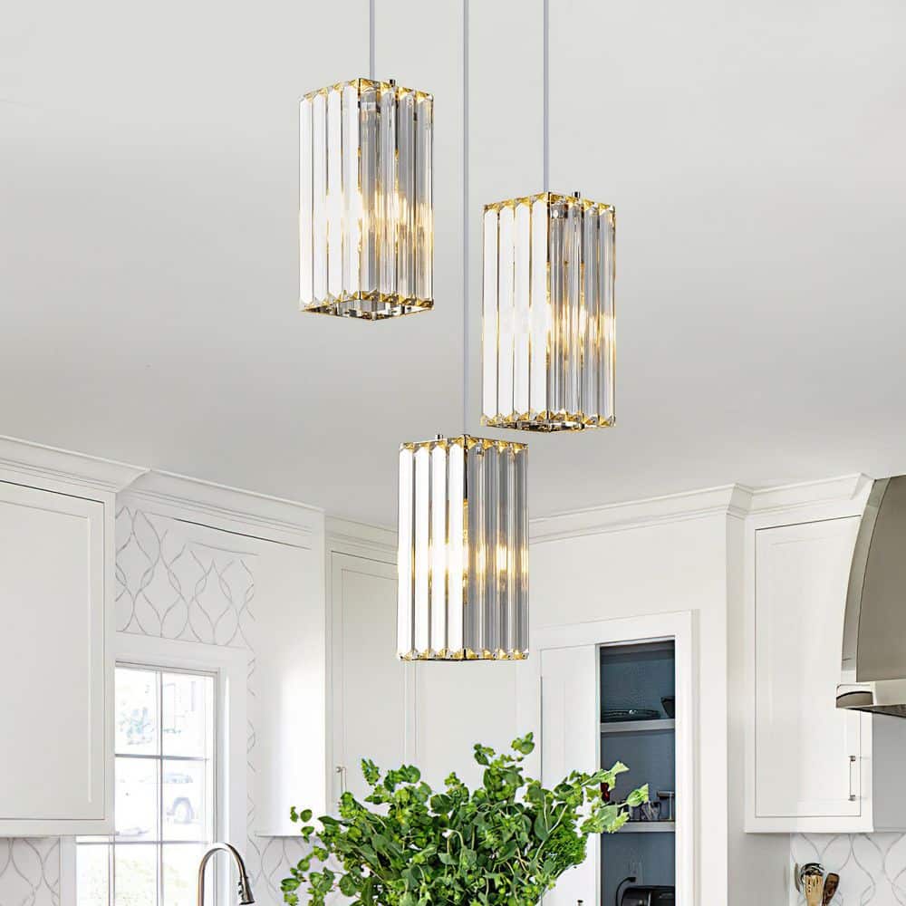 ZHLWIN Home Lighting 40-Watt 3-Lights Black Mini Crystal Rectangle