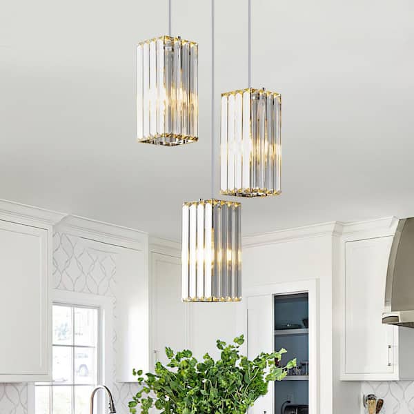 ZHLWIN Home Lighting 40-Watt 3-Lights Black Mini Crystal Rectangle