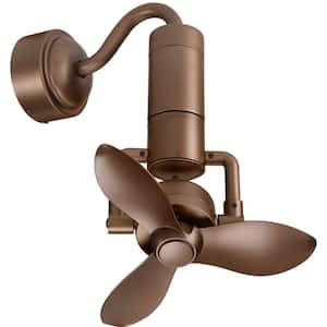 Modern 16 in. Ceiling Fan in Sand Gold Wall Mount 360° Revolving with Adjustable Head