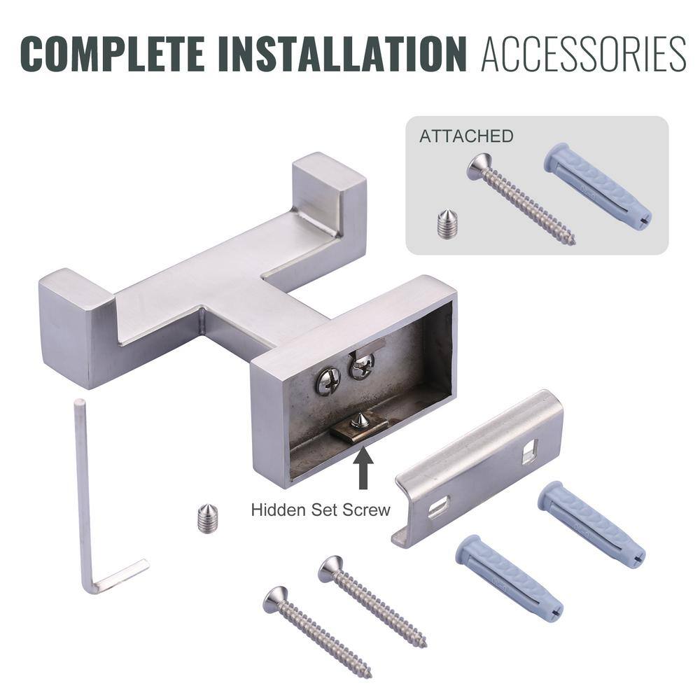 Brushed Nickel Square Stainless Steel Wall Mounted Towel Hook