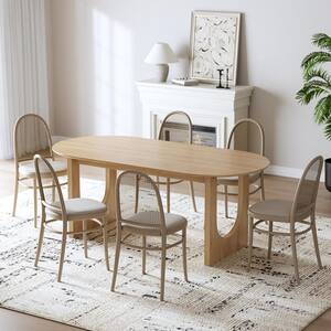 Lirago Oval Solid Wood Black 67 in. Kitchen Table Double Pedestal Dining Table Seats 6 HD-TJS ...