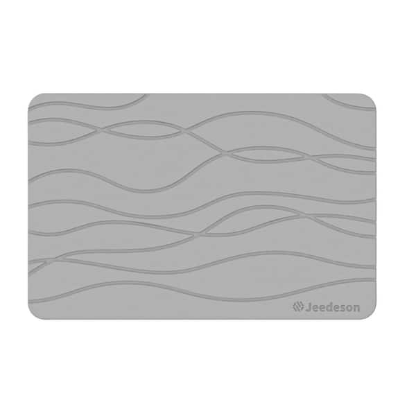 Vsmile 15.4 in. x 23.6 in. Diatomaceous Earth Shower Mat, Non Slip Bath Mat, Light Gray