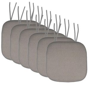 Honeycomb Memory Foam Square 16 in. x 16 in. Non-Slip Back Chair Cushion with Ties (6-Pack), Silver