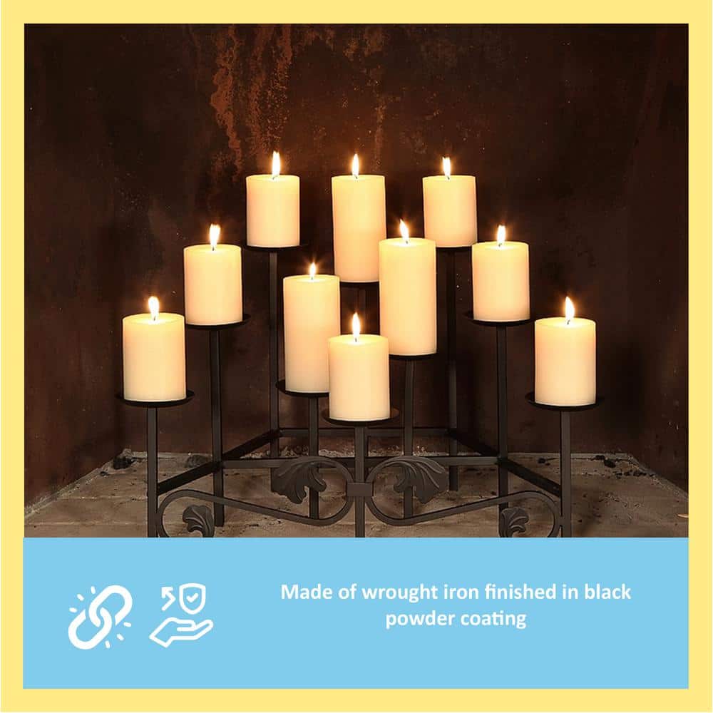 Imperial Black Wrought Iron 24" Candelabra with Scroll Detail
