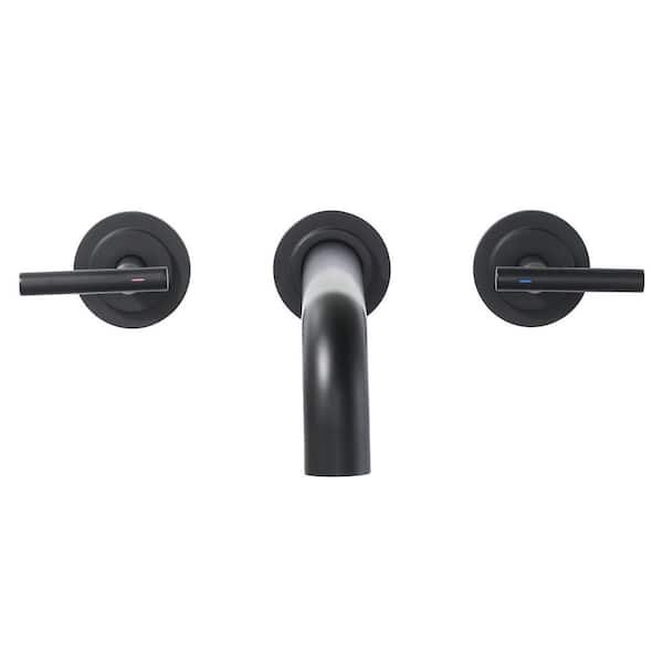 ALEASHA Double-Handle Wall Mount Roman Tub Faucet in Matte Black