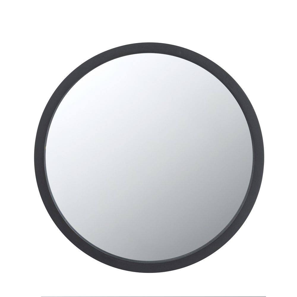 Modern Black 20 in. W x 20 in. H Round Wood Framed Mirror for Wall ...
