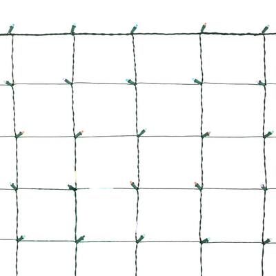 48 in. H x 66 in. W 72-Light LuxeSparkle Multi Color Christmas Net Light with Green Wire