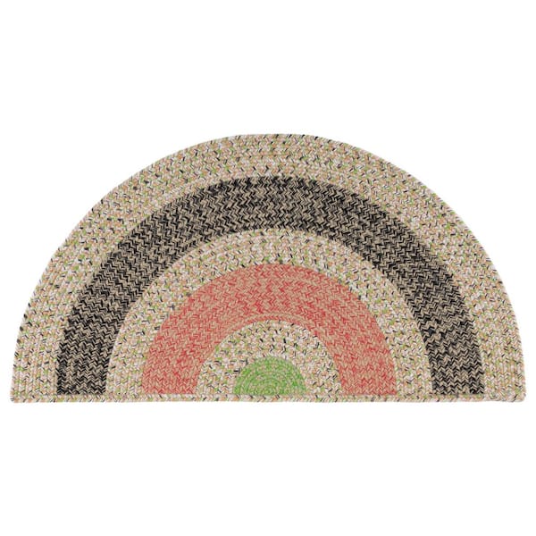 Braided Black/Light Green 2 ft. x 4 ft. Machine Washable Striped Solid Multi Specialty Area Rug