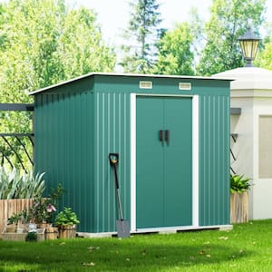 9.1 ft.W x 4.3 ft.D Outdoor Metal Storage Shed Garden Tool Storage Building Galvanized Steel, Green (39.13 sq. ft.)