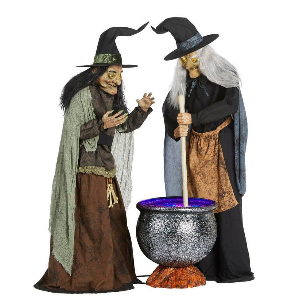 Home Accents Holiday 5.5 ft Animated Cauldron Witches Halloween