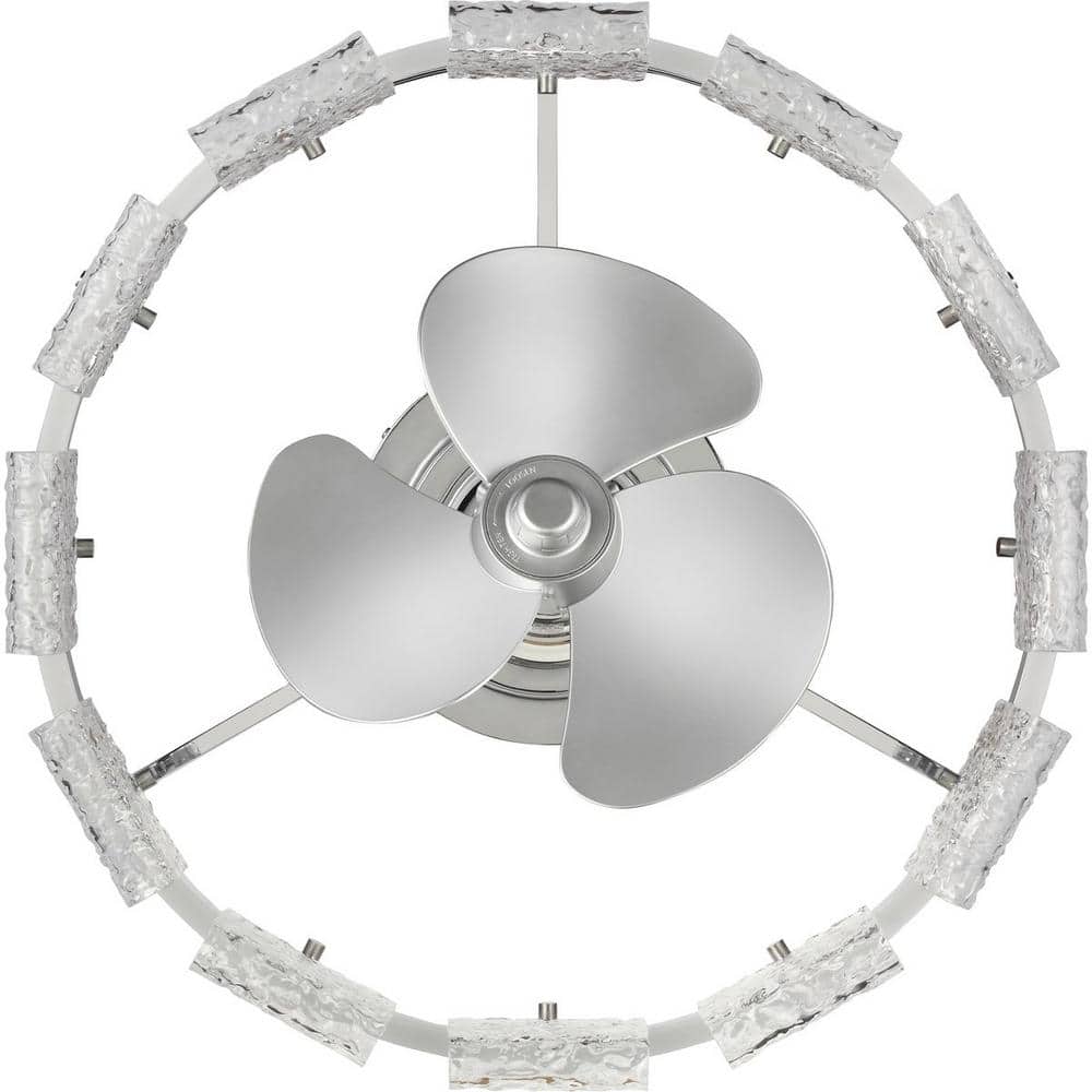 Polished Chrome 20" LED Fandelier with Remote and Glass Accents
