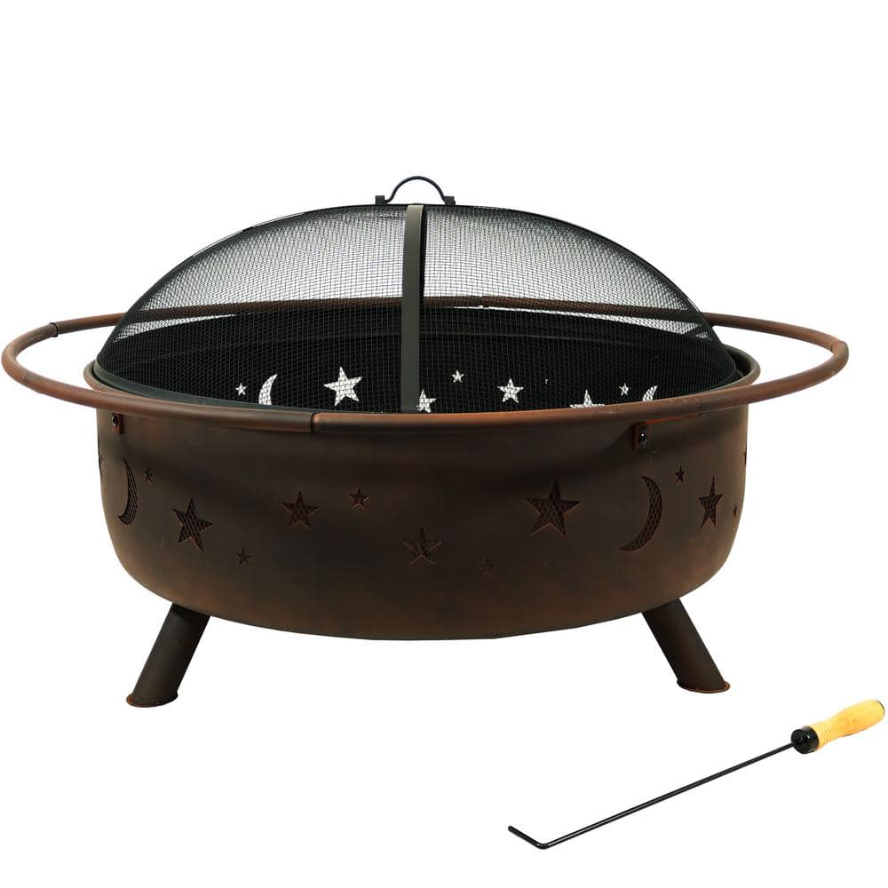 Sunnydaze 42" Bronze Wood-Burning Fire Pit with Spark Screen