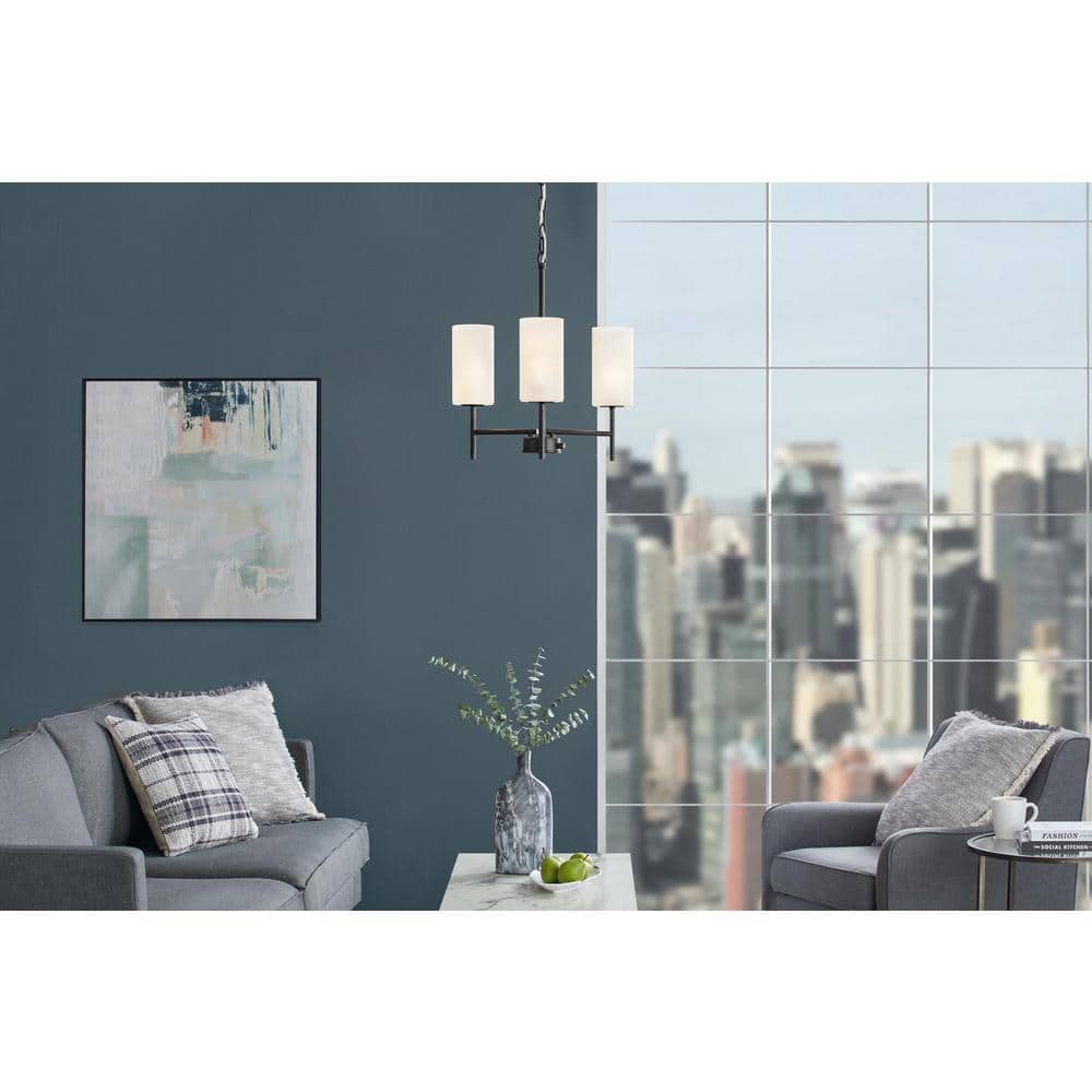 Florabelle 3-Light Matte Black Finish Shaded Chandelier with Frosted Glass price history on PriceWatchPro