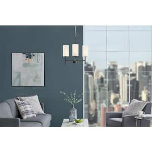 Florabelle 3-Light Matte Black Finish Shaded Chandelier with Frosted Glass