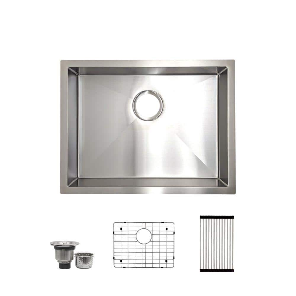 23 in. Undermount Single Bowl 18 Gauge Stainless Steel ADA Kitchen Sink with Accessories -  S STRICTLY KITCHEN + BATH, R21-SS