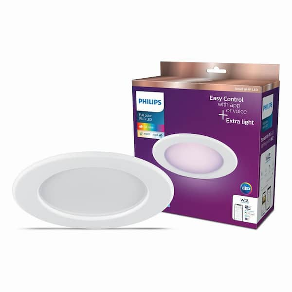 Philips 5 in. /6 in. Integrated LED Color Changing 85-Watt Equivalent Dimmable Smart Wi-Fi Wiz Recessed Light Kit (1-Pack)