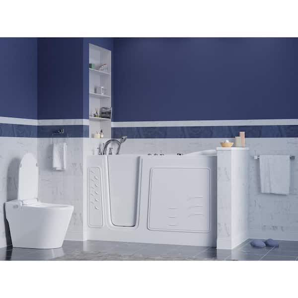 Universal Collection 30 in. L x 59 in. W Whirlpool Jetted Bathtub with Left Drain in White with Powered Fast Drain