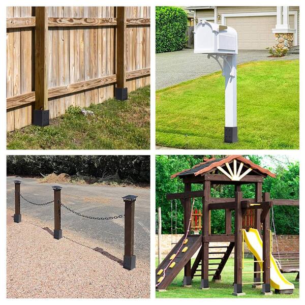 Afoxsos Carbon Steel Black Powder-Coated Sturdy Fence Post Anchor