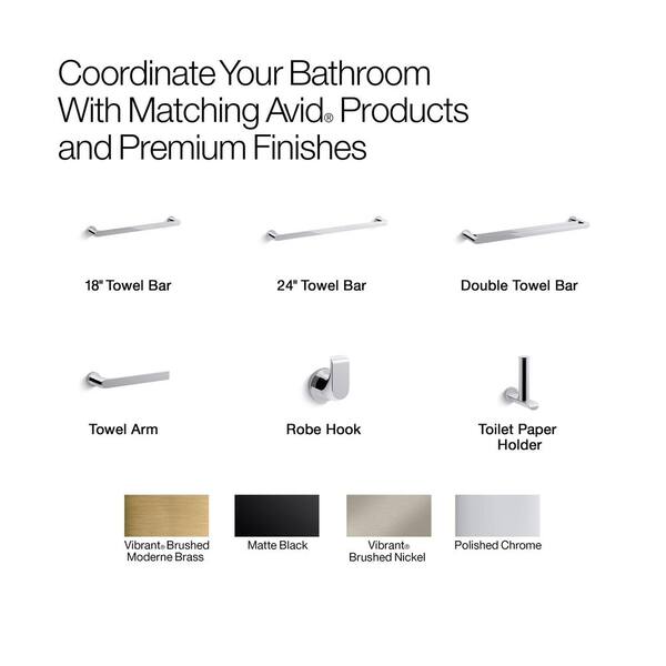KOHLER Avid 24 in. Wall Mounted Double Towel Bar in Polished