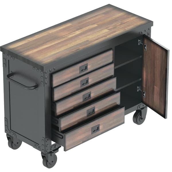 Duramax Building Products 48 In 5 Drawers Rolling Tool Chest With Wood Top 68005 The Home Depot