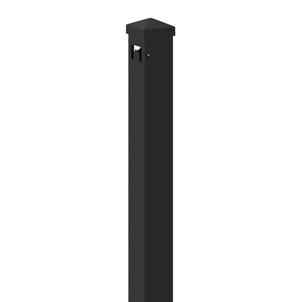 TuffBilt Dillon 2 in. x 2 in. x 70 in. Black Aluminum Fence Corner Post
