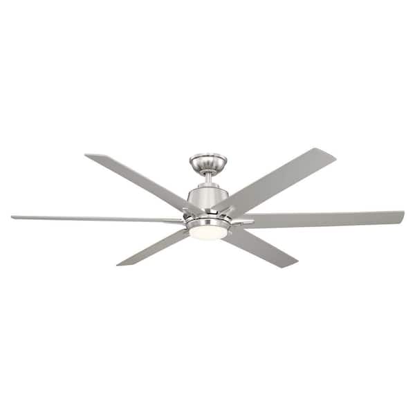 Kensgrove 64 in. LED Brushed Nickel Ceiling Fan with Remote Control