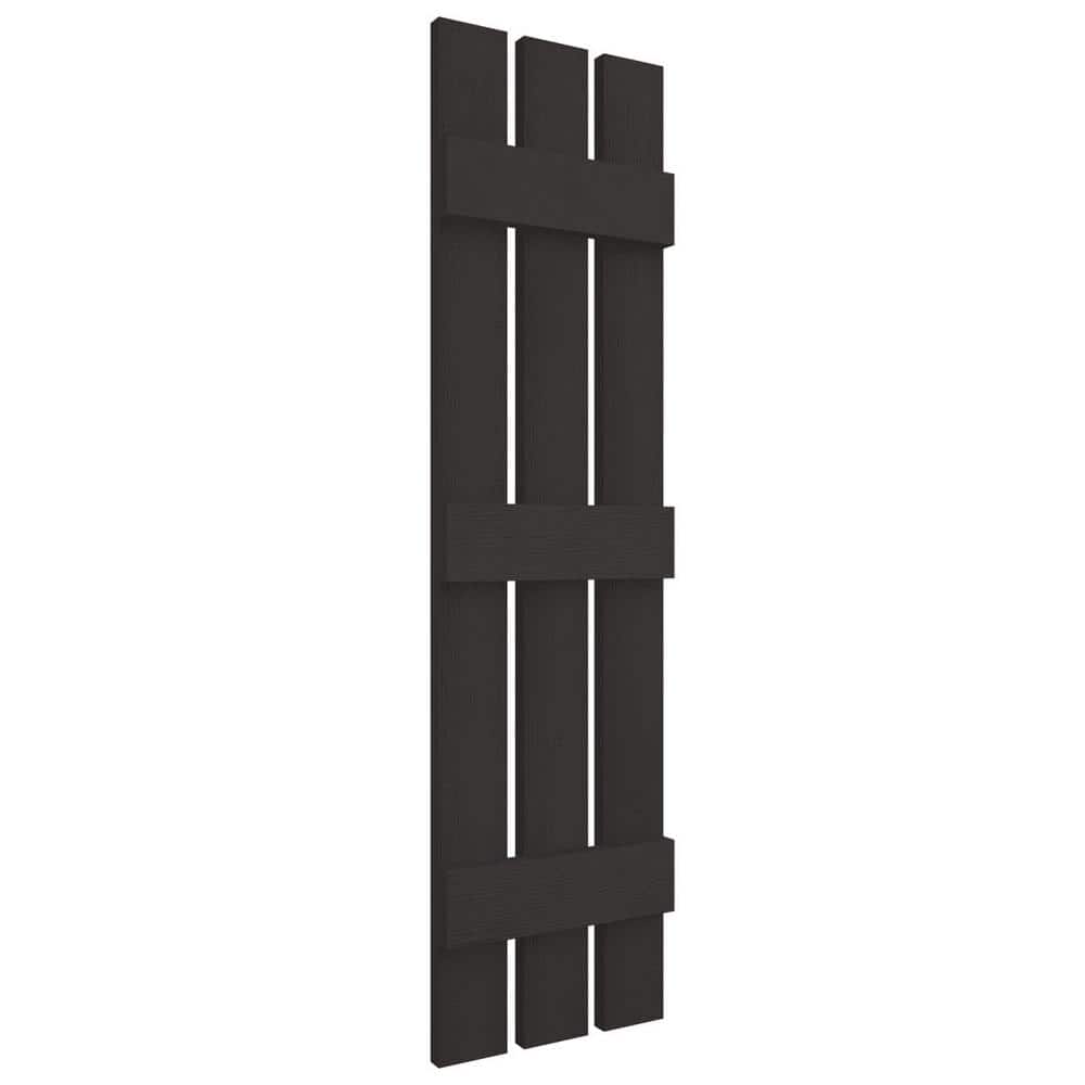 Musket Brown Vinyl Board and Batten Exterior Shutters, 12" x 59"