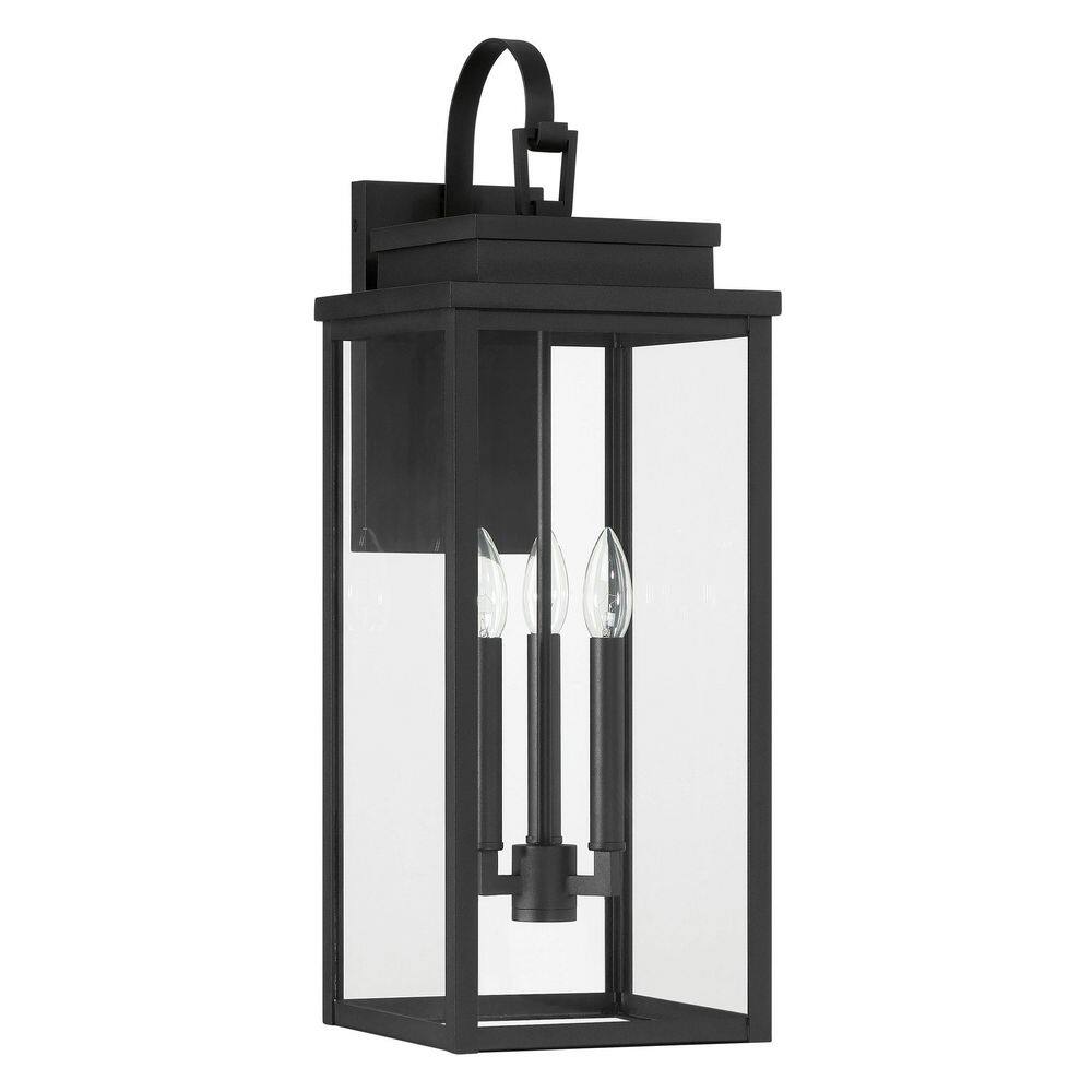 Hillside 25-inch 3-light Textured Black Exterior Wall Sconce with Clear Glass price history on PriceWatchPro