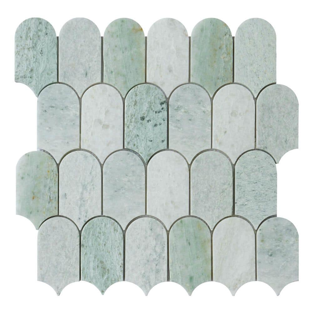 "Moonlit Arches 4"" Green 12.11 in. x 12.11 in. Picket Polished Marble Mosaic Wall and Floor Tile (10.2 sq. ft./Case)" price history on PriceWatchPro