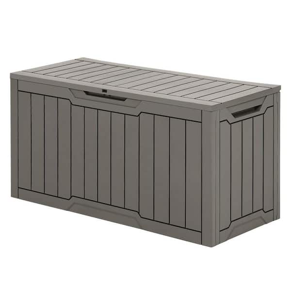 80 Gal. Large Taupe Water Resistant Resin Deck Box with Lockable Lid