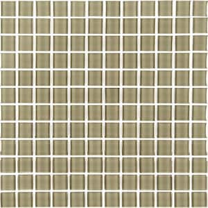 Modern Design Styles Olive Brown Square Mosaic 1 in. x 1 in. Glass Wall Floor Tile  (11 sq. ft.)