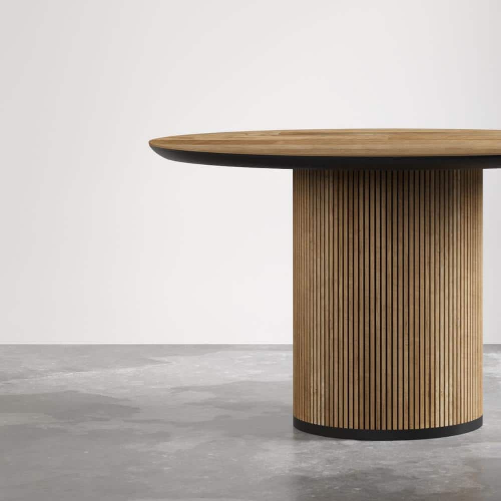 Round Reclaimed Teak Wood Dining Table for Eight
