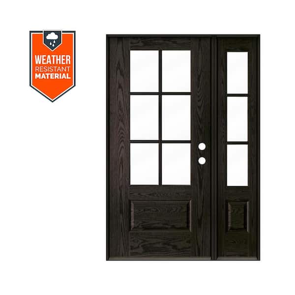 Krosswood Doors UINTAH Farmhouse 50 in. x 79 in. 6-Lite Left-Hand Inswing Clear Glass Baby Grand Stain Fiberglass Prehung Front Door RSL