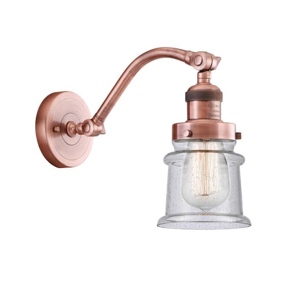 Innovations Canton 1-Light Seedy, Antique Copper Wall Sconce with Clear Glass Shade