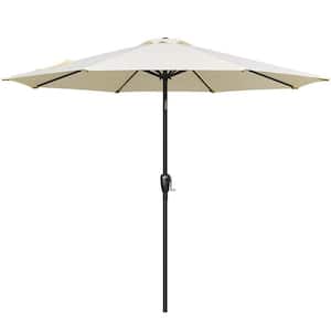 9 ft. Aluminum Outdoor Patio Umbrella with Hand Crank Lift in Beige
