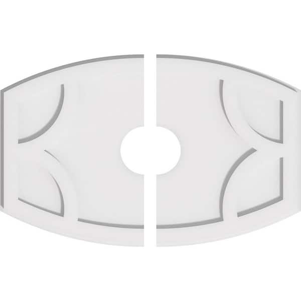 Ekena Millwork 24 in. W x 16 in. H x 4 in. ID x 1 in. P Kailey Architectural Grade PVC Contemporary Ceiling Medallion (2-Piece)
