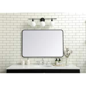 Timeless Home 42 in. H x 28 in. W Black Modern Soft Corner Rectangular Wall Mirror